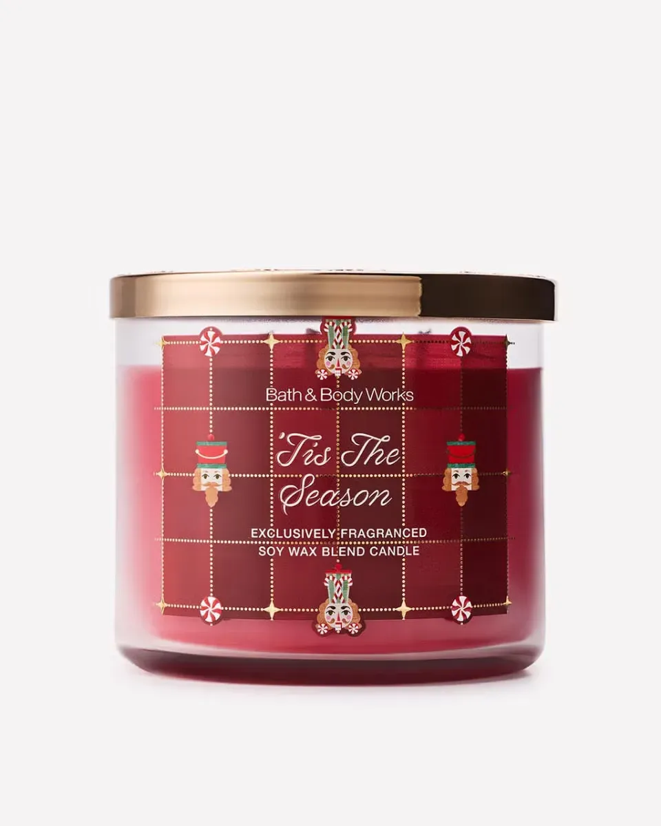 'Tis the Season 3-wick candle (buy 1, get 1 free + 20% off code STOCKED)