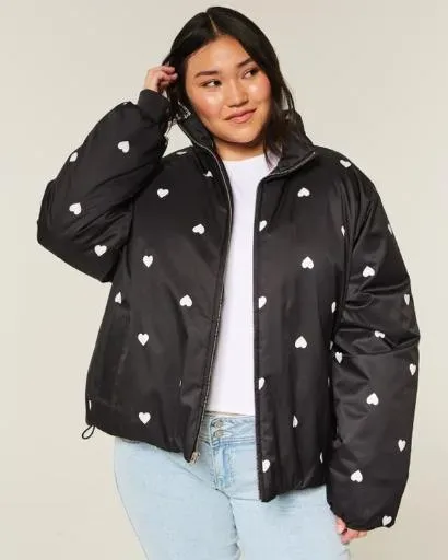 Hollister Zip-Up Pattern Puffer Jacket