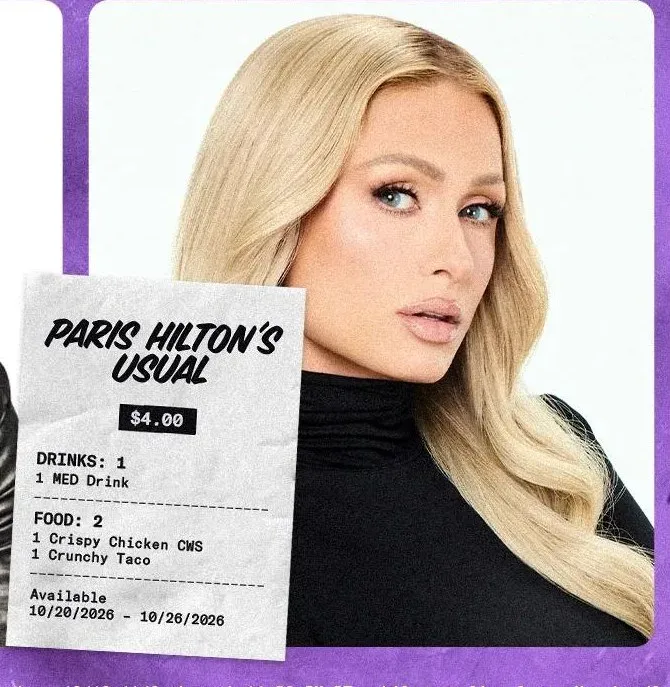 Taco Bell Paris Hilton's Usual bundle for $1 for Rewards members today