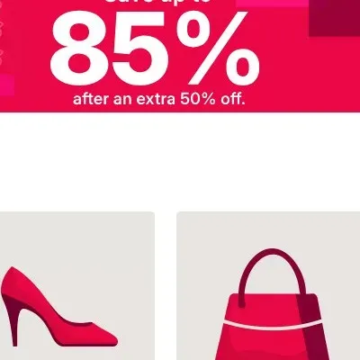 Extra 50% off clearance, up to 85% off (ends 10/25)