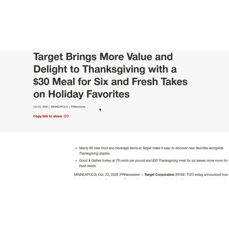 $30 Thanksgiving meal for six at Target