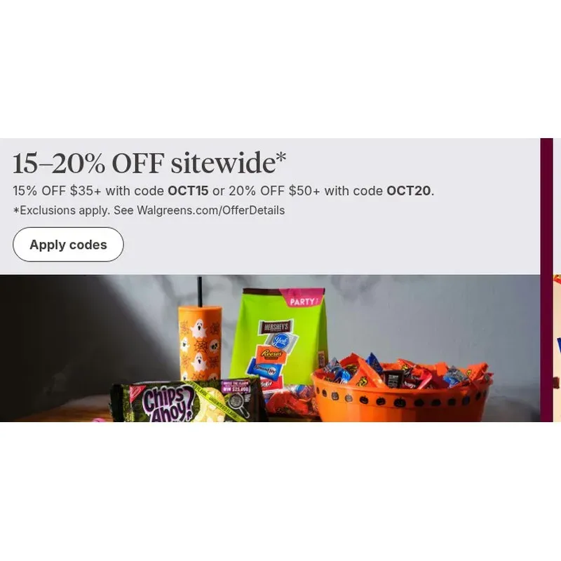 20% off $50+ sitewide with code OCT20