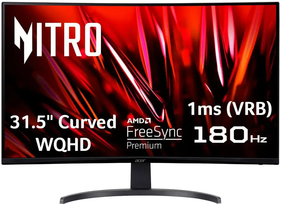 Acer Nitro 31.5-Inch Curved WQHD 180Hz 1ms Gaming Monitor (Black)