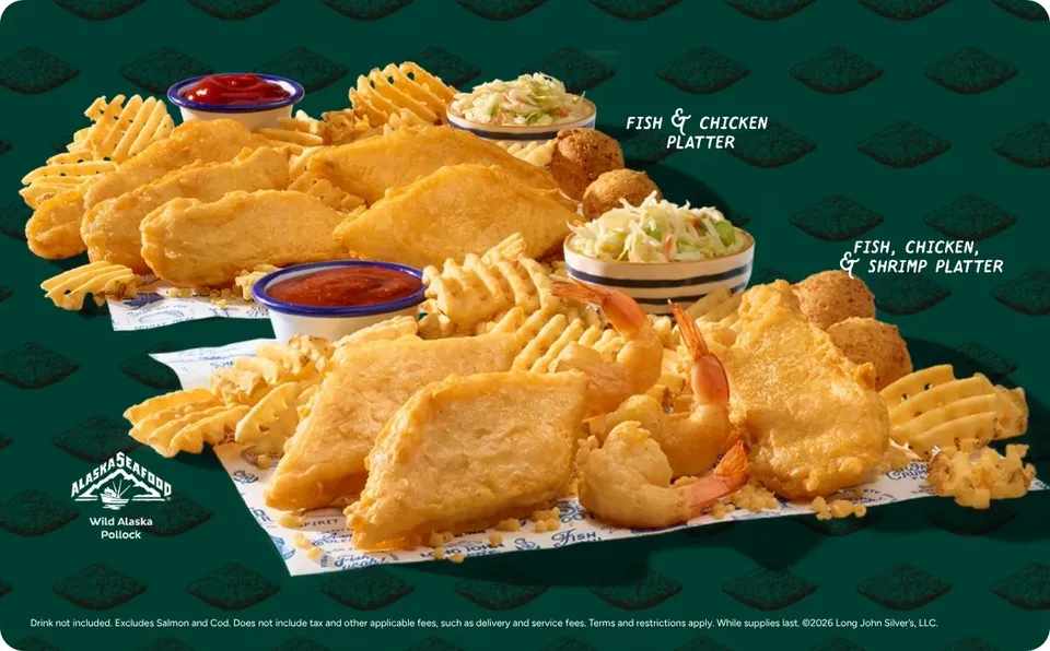 Long John Silver's Buy One Platter, Get One Free with code BOOVP